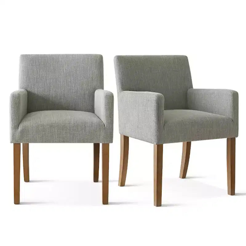 Ensemble de salle à manger 9 pièces avec rallonge, comprenant 6 chaises sans accoudoirs et 2 fauteuils en lin neutre, pieds en bois massif, style moderne-Panipeachy