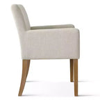 Ensemble de salle à manger 9 pièces avec rallonge, comprenant 6 chaises sans accoudoirs et 2 fauteuils en lin neutre, pieds en bois massif, style moderne-Panipeachy