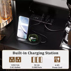 Besiost Meuble de cuisine avec station de recharge, meuble bar à café et à vin