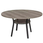 Table à manger ronde de 119 cm pour 4-6 personnes, table de cuisine de style ferme, table de dîner ronde avec étagère de rangement pour cuisine, salon (table uniquement)