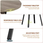 Table à manger ronde de 119 cm pour 4-6 personnes, table de cuisine de style ferme, table de dîner ronde avec étagère de rangement pour cuisine, salon (table uniquement)