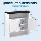 Armoire à pharmacie murale de style rustique 25x23,6 pouces avec porte coulissante et étagères réglables - Rangement blanc pour salle de bain et cuisine