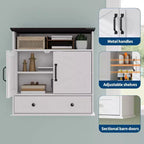 Armoire à pharmacie murale de style rustique 25x23,6 pouces avec porte coulissante et étagères réglables - Rangement blanc pour salle de bain et cuisine
