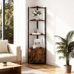 Étagère d'angle à 5 niveaux, pour chambre et salon, bibliothèque d'angle industrielle pour bureau à domicile, cuisine, salle de bain