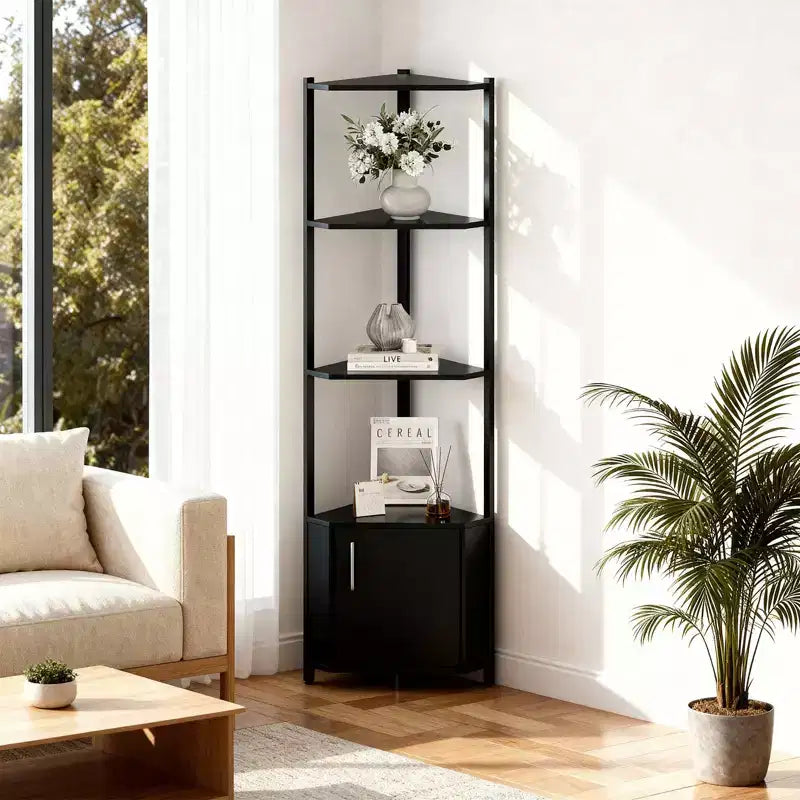 Étagère d'angle à 5 niveaux, pour chambre et salon, bibliothèque d'angle industrielle pour bureau à domicile, cuisine, salle de bain