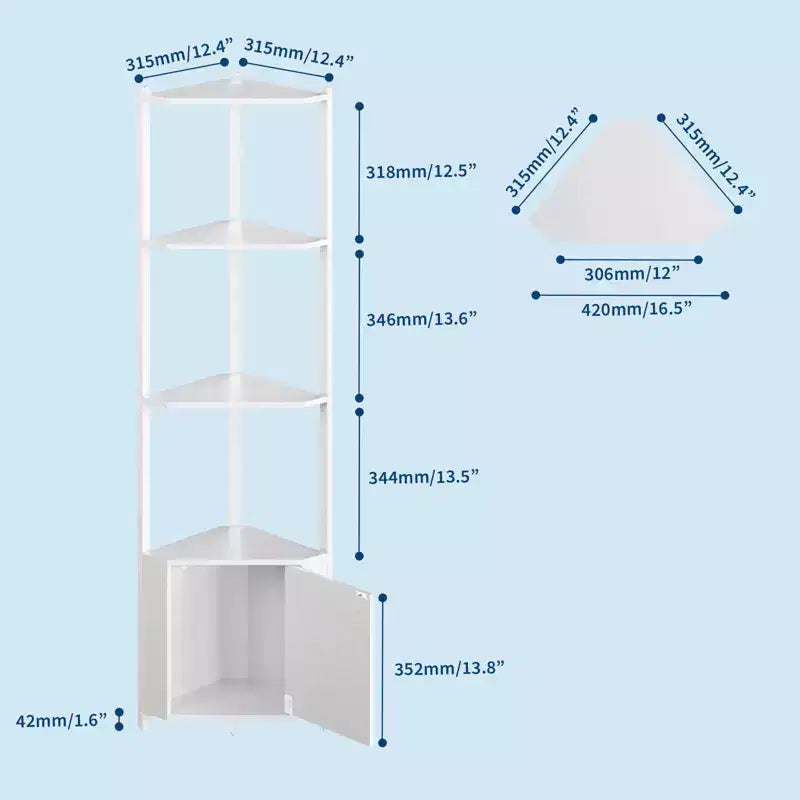 Étagère d'angle à 5 niveaux, pour chambre et salon, bibliothèque d'angle industrielle pour bureau à domicile, cuisine, salle de bain