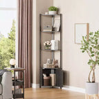 Étagère d'angle à 5 niveaux, pour chambre et salon, bibliothèque d'angle industrielle pour bureau à domicile, cuisine, salle de bain