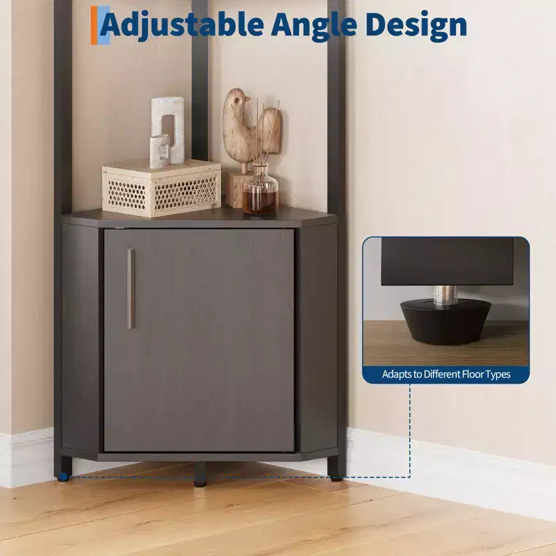 Étagère d'angle à 5 niveaux, pour chambre et salon, bibliothèque d'angle industrielle pour bureau à domicile, cuisine, salle de bain