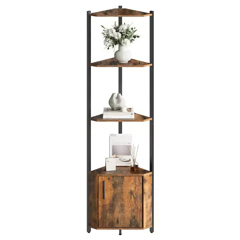Étagère d'angle à 5 niveaux, pour chambre et salon, bibliothèque d'angle industrielle pour bureau à domicile, cuisine, salle de bain