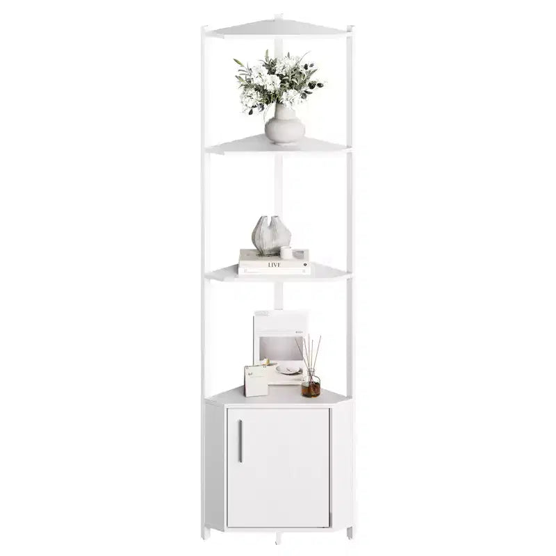 Étagère d'angle à 5 niveaux, pour chambre et salon, bibliothèque d'angle industrielle pour bureau à domicile, cuisine, salle de bain