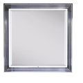 HomeRoots 42 Silver And White Wood Square Lighted Dresser Mount Framed Mirror