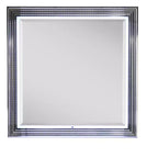 HomeRoots 42 Silver And White Wood Square Lighted Dresser Mount Framed Mirror