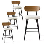 Lot de 4 tabourets de bar sans accoudoirs hauteur comptoir avec dossiers, chaises îlot rembourrées en bouclette crème de 27 pouces avec pieds en métal - Panipeachy