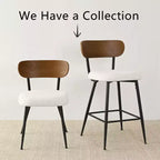 Lot de 4 tabourets de bar sans accoudoirs hauteur comptoir avec dossiers, chaises îlot rembourrées en bouclette crème de 27 pouces avec pieds en métal - Panipeachy