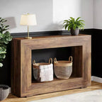 Console de ferme, table de canapé rustique en bois avec rangement pour entrée
