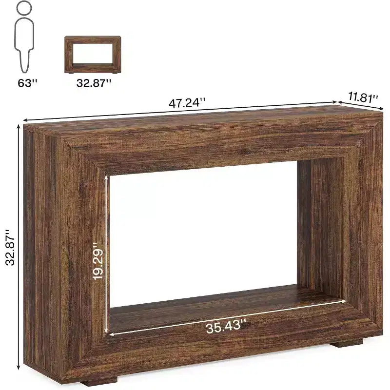 Console de ferme, table de canapé rustique en bois avec rangement pour entrée