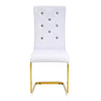 Lot de 4 Chaises de Salle à Manger Rembourrées en Similicuir avec Détails de Boucle en Cristal et Pieds en Métal Durables