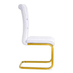Lot de 4 Chaises de Salle à Manger Rembourrées en Similicuir avec Détails de Boucle en Cristal et Pieds en Métal Durables