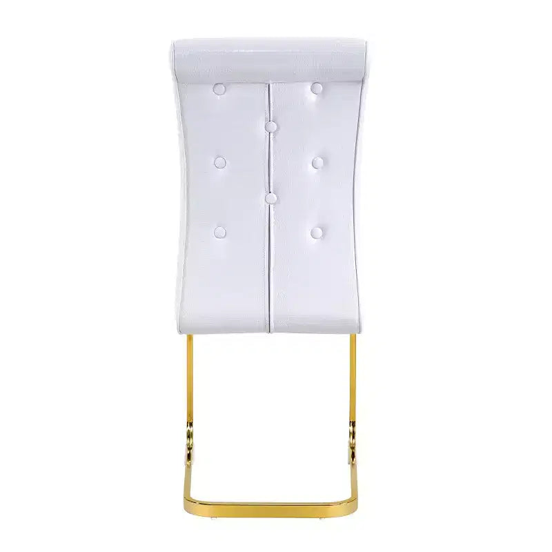 Lot de 4 Chaises de Salle à Manger Rembourrées en Similicuir avec Détails de Boucle en Cristal et Pieds en Métal Durables