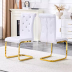 Lot de 4 Chaises de Salle à Manger Rembourrées en Similicuir avec Détails de Boucle en Cristal et Pieds en Métal Durables