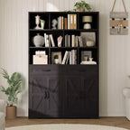 Bibliothèque haute de 71 po avec 2 tiroirs, étagère à livres en bois à 5 niveaux avec tablettes réglables, étagères de présentation ouvertes sur pied pour salon
