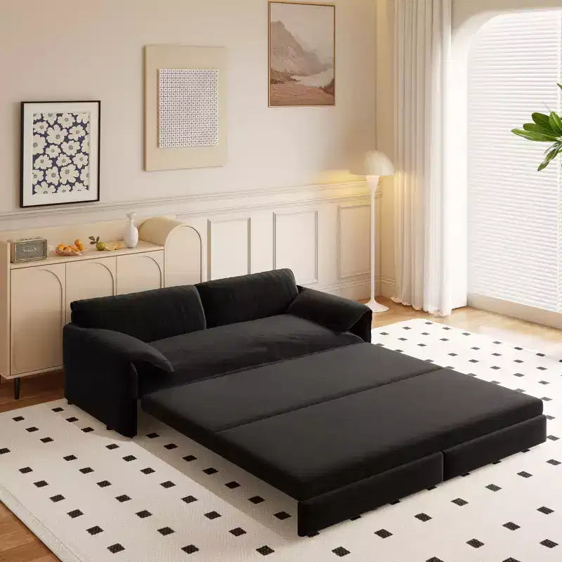 Canapé-lit Whisen 3 en 1 en velours Queen Size et canapé-lit convertible 66 Queen Size avec poches de rangement latérales (version améliorée)