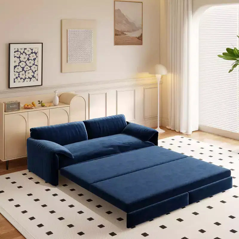 Canapé-lit Whisen 3 en 1 en velours Queen Size et canapé-lit convertible 66 Queen Size avec poches de rangement latérales (version améliorée)