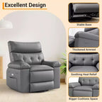 Fauteuil inclinable pivotant en cuir artificiel épaissi, avec fonctions de massage, d'inclinaison et poche latérale, adapté au salon et à la chambre à coucher.
