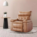 Fauteuil inclinable pivotant en cuir artificiel épaissi, avec fonctions de massage, d'inclinaison et poche latérale, adapté au salon et à la chambre à coucher.