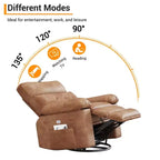 Fauteuil inclinable pivotant en cuir artificiel épaissi, avec fonctions de massage, d'inclinaison et poche latérale, adapté au salon et à la chambre à coucher.