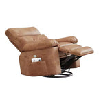 Fauteuil inclinable pivotant en cuir artificiel épaissi, avec fonctions de massage, d'inclinaison et poche latérale, adapté au salon et à la chambre à coucher.