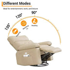 Fauteuil inclinable pivotant en cuir artificiel épaissi, avec fonctions de massage, d'inclinaison et poche latérale, adapté au salon et à la chambre à coucher.