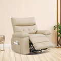 Swivel Recliner sofamade of thickened artificial leather, with massage, reclining and side pocket functions, suitable for living room and bedroom.