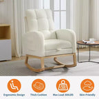 Fauteuil à bascule moderne avec poches latérales, design rembourré. Convient aux salons et chambres à coucher. Dossier haut
