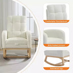 Fauteuil à bascule moderne avec poches latérales, design rembourré. Convient aux salons et chambres à coucher. Dossier haut