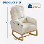 Fauteuil à bascule moderne avec poches latérales, design rembourré. Convient aux salons et chambres à coucher. Dossier haut