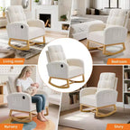 Fauteuil à bascule moderne avec poches latérales, design rembourré. Convient aux salons et chambres à coucher. Dossier haut
