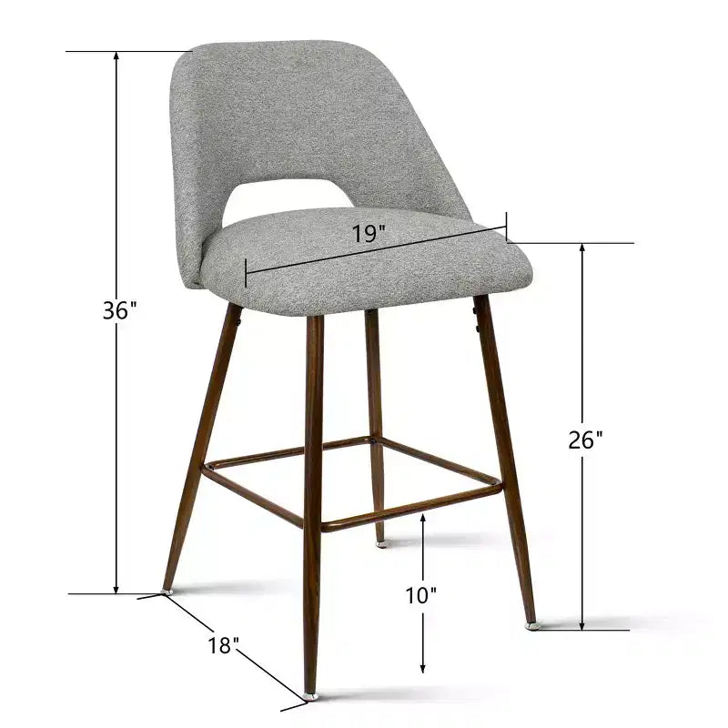 Lot de 3 tabourets de bar de hauteur comptoir du milieu du siècle, chaises d'îlot de cuisine rembourrées de 26 po avec pieds en métal finition noyer - Panipeachy