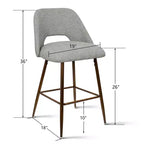 Lot de 3 tabourets de bar de hauteur comptoir du milieu du siècle, chaises d'îlot de cuisine rembourrées de 26 po avec pieds en métal finition noyer - Panipeachy