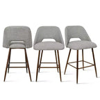 Lot de 3 tabourets de bar de hauteur comptoir du milieu du siècle, chaises d'îlot de cuisine rembourrées de 26 po avec pieds en métal finition noyer - Panipeachy
