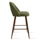 Lot de 3 tabourets de bar de hauteur comptoir du milieu du siècle, chaises d'îlot de cuisine rembourrées de 26 po avec pieds en métal finition noyer - Panipeachy