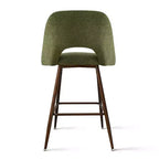 Lot de 3 tabourets de bar de hauteur comptoir du milieu du siècle, chaises d'îlot de cuisine rembourrées de 26 po avec pieds en métal finition noyer - Panipeachy