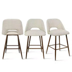 Lot de 3 tabourets de bar de hauteur comptoir du milieu du siècle, chaises d'îlot de cuisine rembourrées de 26 po avec pieds en métal finition noyer - Panipeachy