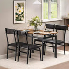 Ensemble de table à manger 5 pièces, ensemble de table de cuisine en bois avec 4 chaises rembourrées en PU, ensemble de dînette à cadre métallique industriel pour salle à manger, dîner à la maison, fête