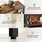 Console Lantine de 70,9 pouces avec rangement, Table de canapé industrielle à 3 niveaux pour salon, Table d'entrée pour couloir, Marron rustique et noir