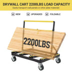 Chariot à plaques de plâtre pliant COZONY, capacité de 2200 lb, chariot de transport de panneaux extensible avec 4 roulettes pivotantes, pour plaques de plâtre, contreplaqué et bois d'œuvre