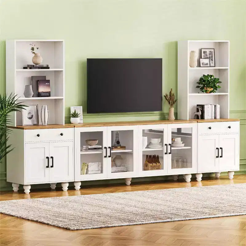 Meuble TV GDFStudio Keith pour téléviseur jusqu'à 70 po avec étagères réglables et rangement