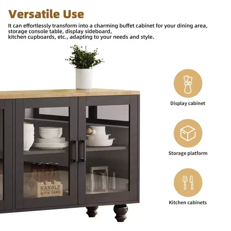 Meuble TV GDFStudio Keith pour téléviseur jusqu'à 70 po avec étagères réglables et rangement