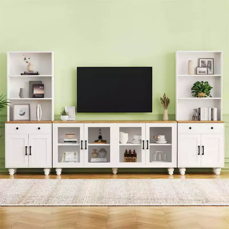 Meuble TV GDFStudio Keith pour téléviseur jusqu'à 70 po avec étagères réglables et rangement