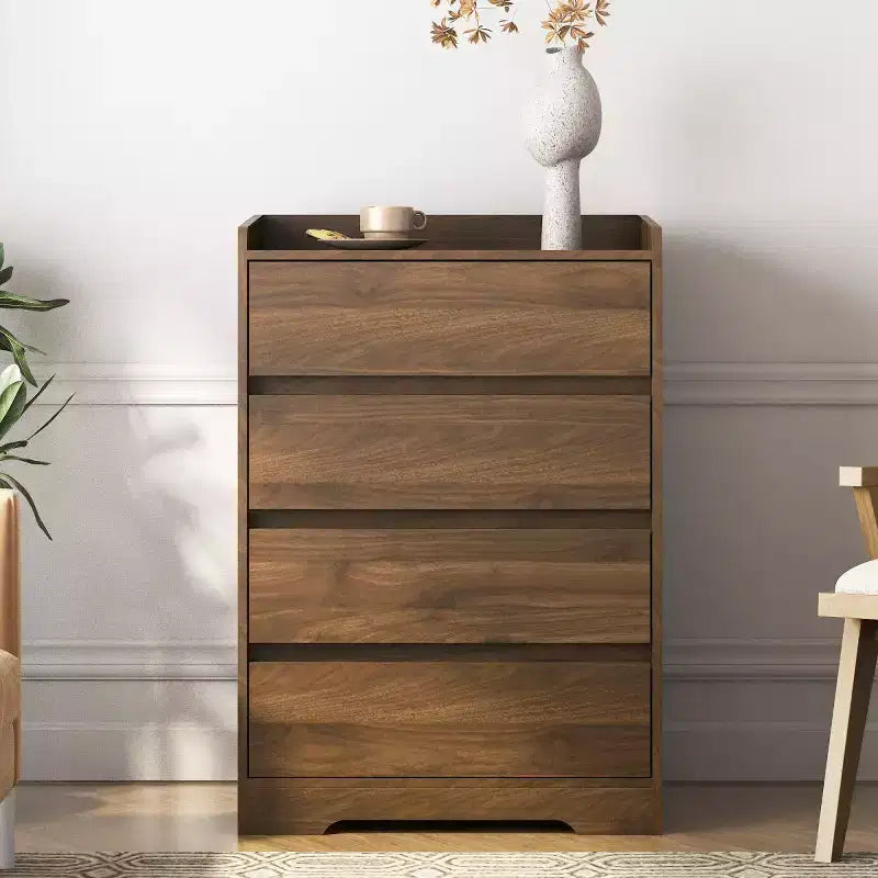 Commode moderne à 4 tiroirs pour chambre à coucher, commode verticale sans poignée, meuble de rangement pour salon, entrée ou bureau - Panipeachy